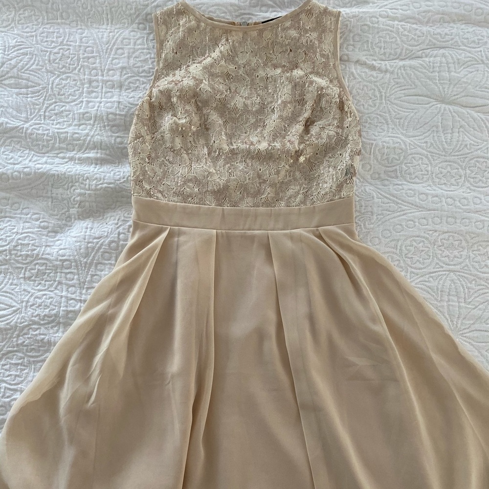 Fit and Flare Gold Sequin Dress